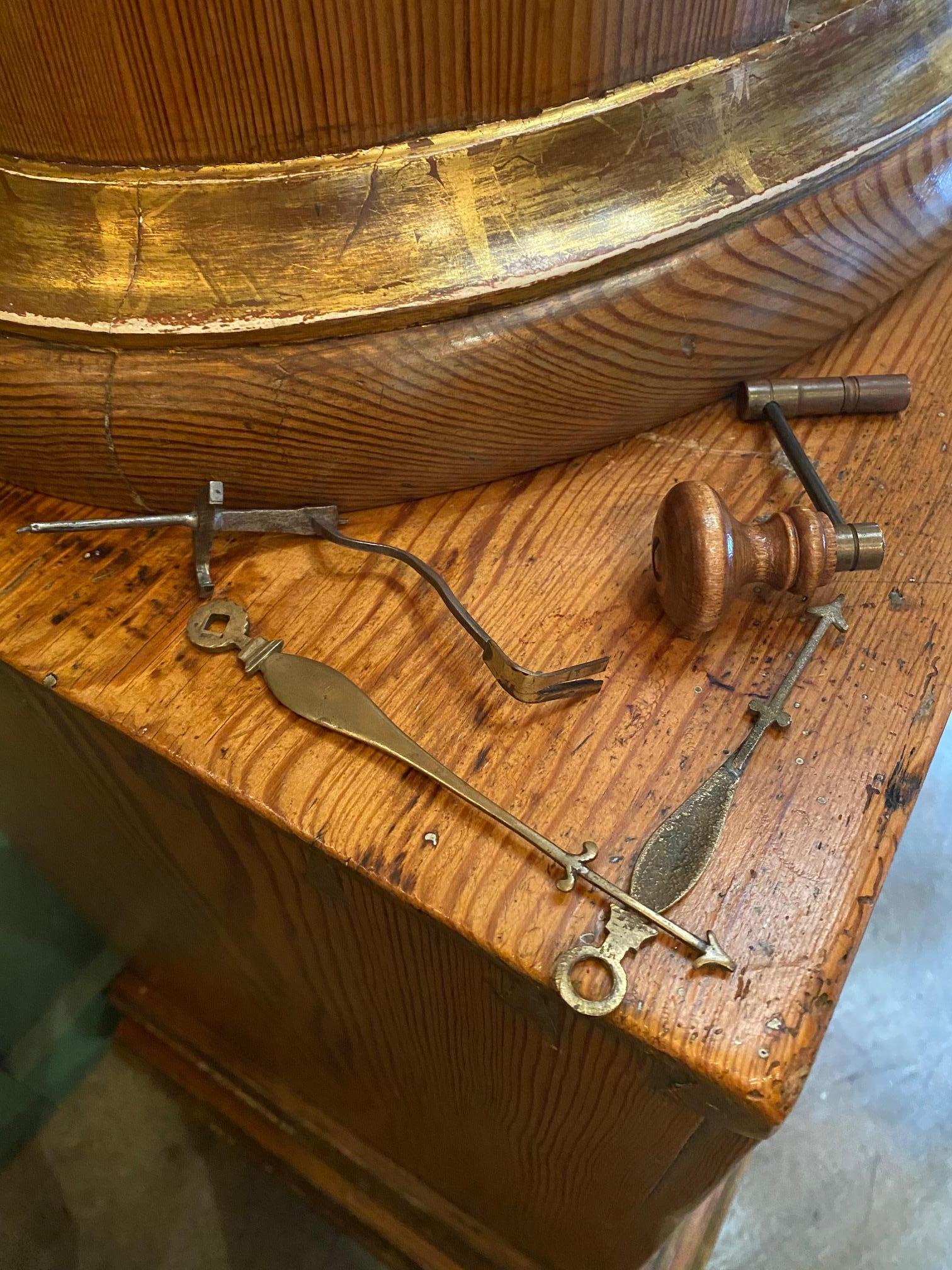 19th C. Swedish Carved Pine Wood Clock Grandmother Grandfather Long Case Antique For Sale 12