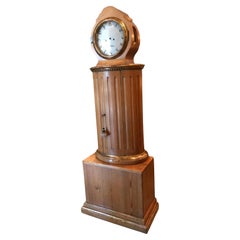 19th C. Swedish Carved Pine Wood Clock Grandmother Grandfather Long Case Antique