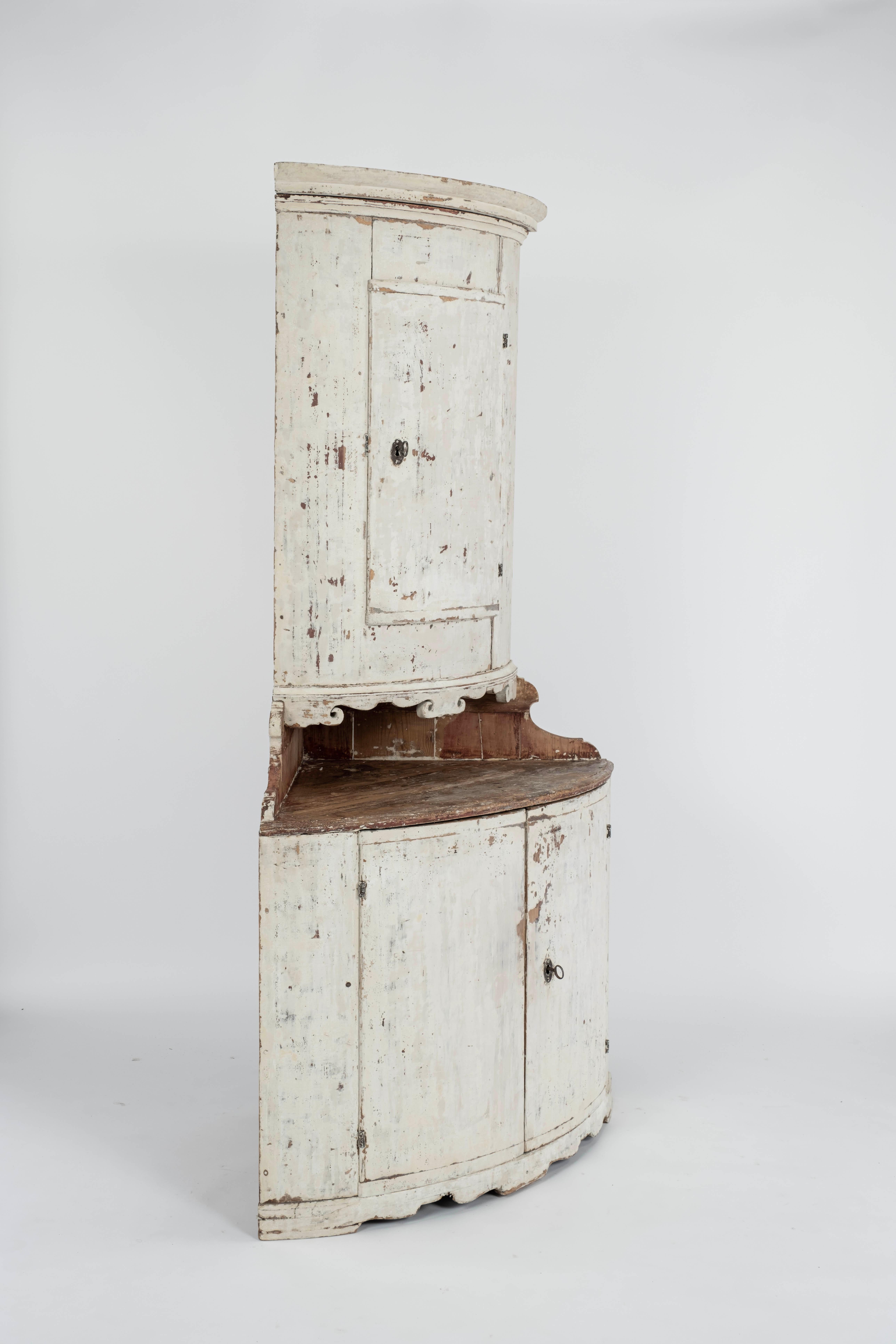 19th Century 19th C. Swedish Corner Cabinet For Sale