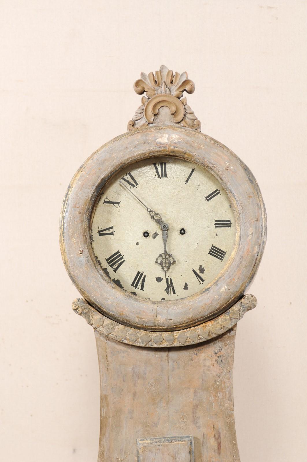 Wood 19th Century Swedish Fryksdahl Floor Clock w/ Beautiful, Curvaceous Body