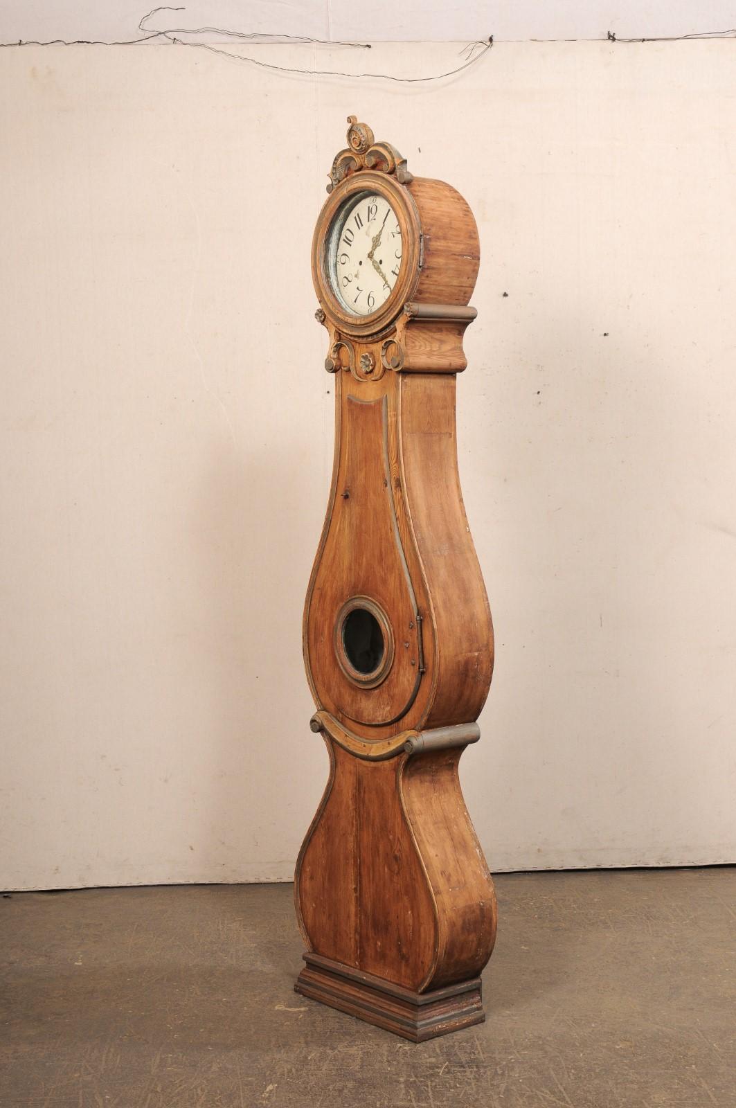 19th C. Swedish Fryksdahl Grandfather Clock, 7.5 Ft Tall For Sale 7