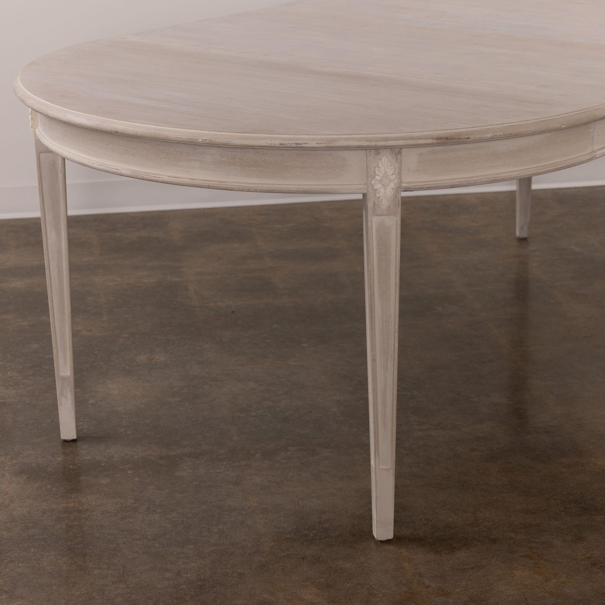 20th Century 19th c. Swedish Gustavian Bleached and Glazed Extension Table with Three Leaves For Sale