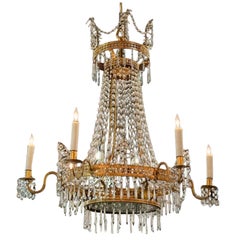 19th c. Swedish Gustavian Crystal Chandelier