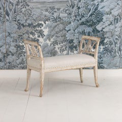 19th c. Swedish Gustavian Lindome Painted Window Bench