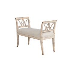 19th c. Swedish Gustavian Lindome Painted Window Bench