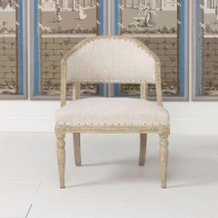 19th c. Swedish Gustavian Painted Barrel Back Armchair