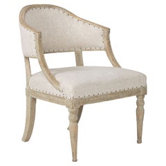 19. Jahrhundert. Schwedischer Gustavianischer Sessel mit bemalter Fassrückenlehne