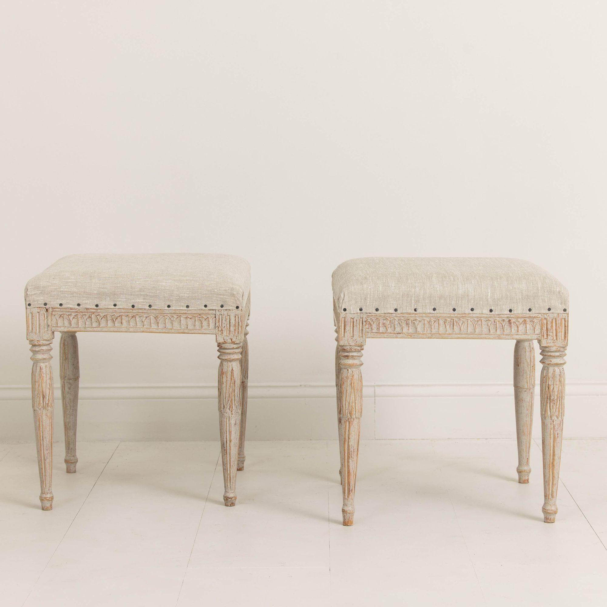 19th c . Swedish Gustavian Painted Stools Signed by Johannes Ericsson For Sale 4