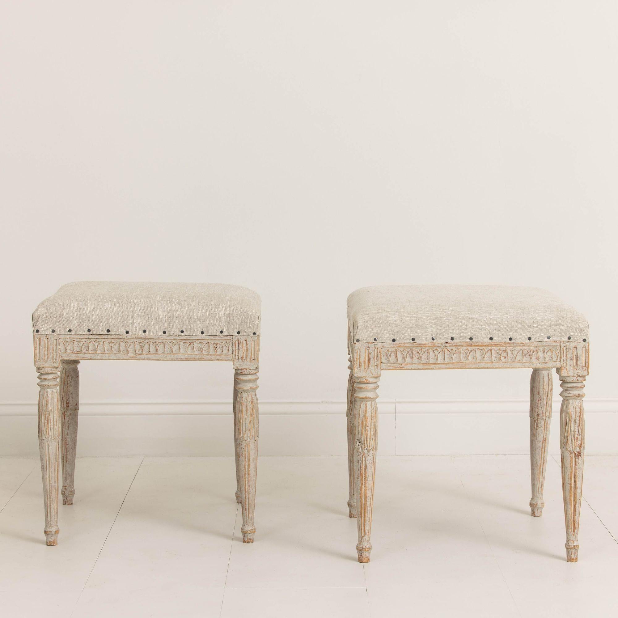 19th c . Swedish Gustavian Painted Stools Signed by Johannes Ericsson For Sale 5
