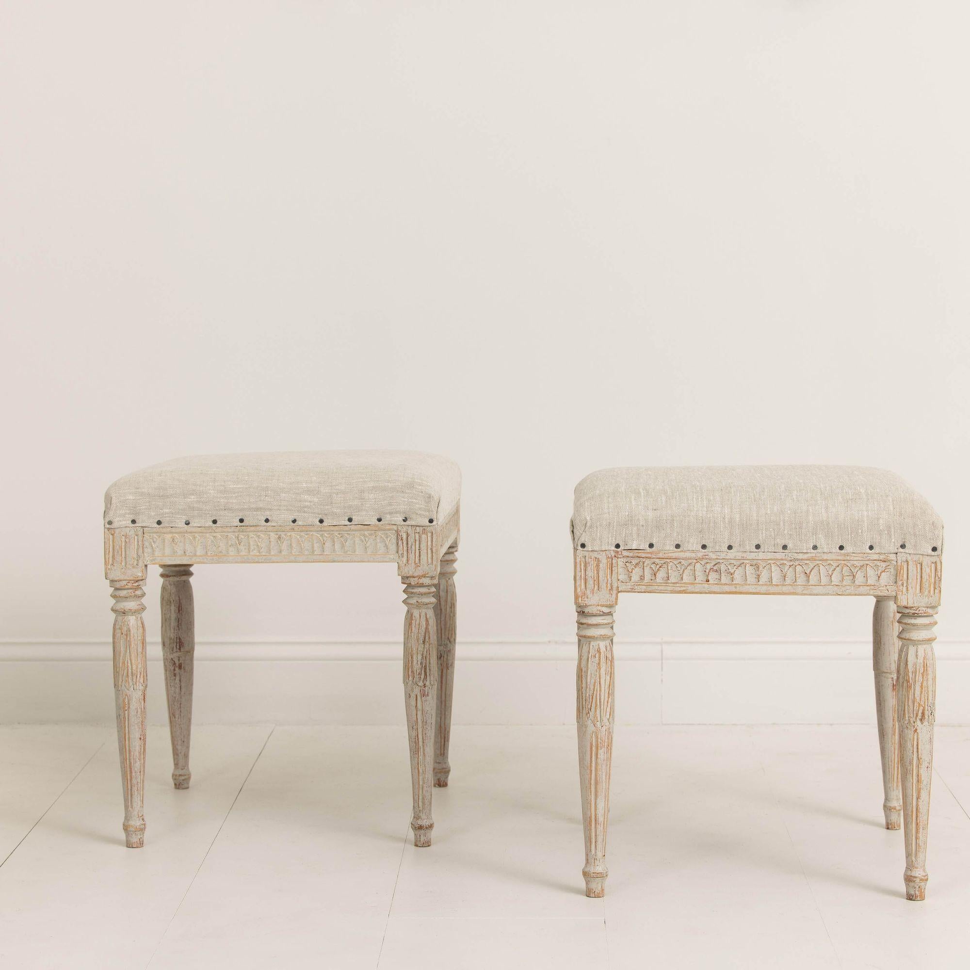 19th c . Swedish Gustavian Painted Stools Signed by Johannes Ericsson For Sale 6