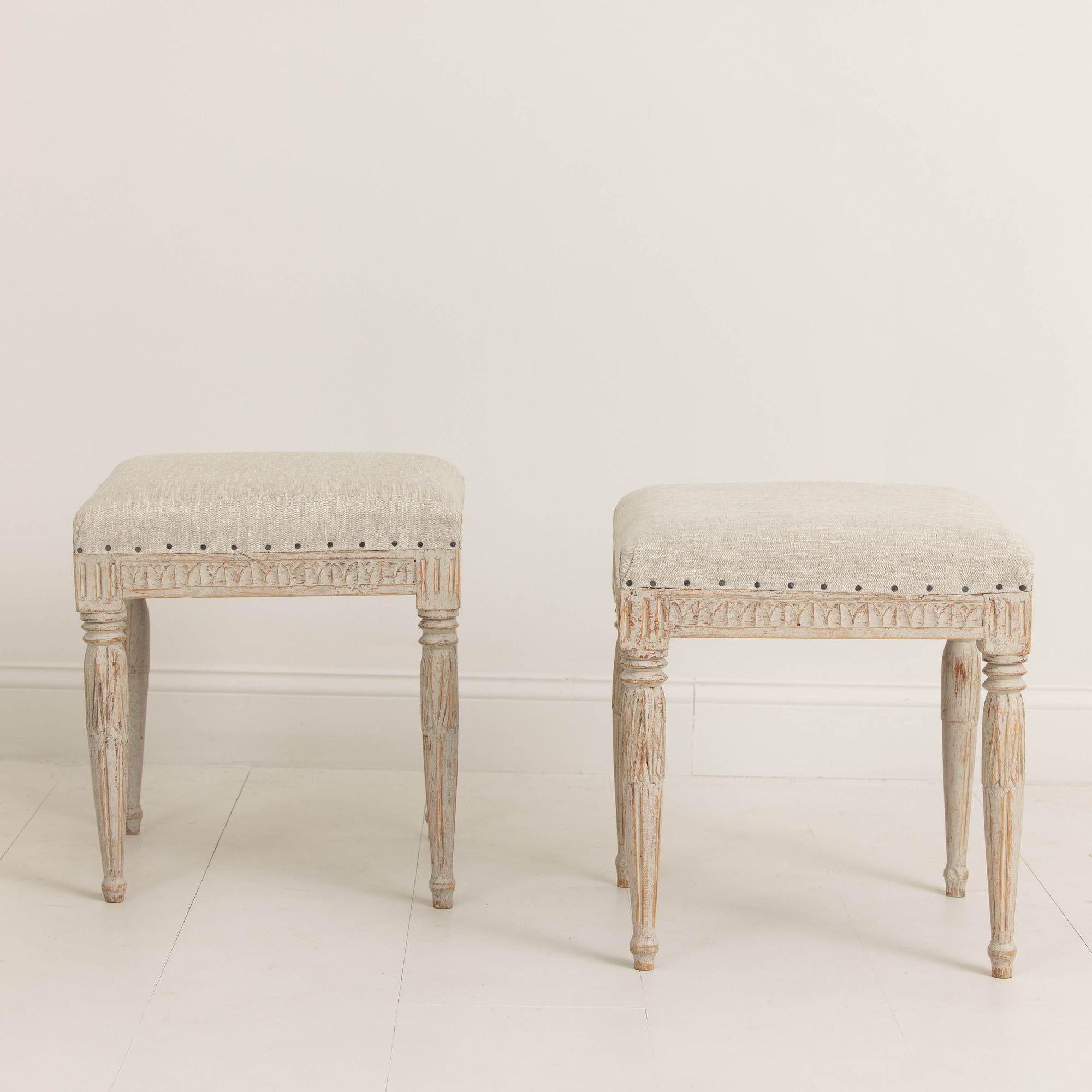 19th c . Swedish Gustavian Painted Stools Signed by Johannes Ericsson For Sale 7