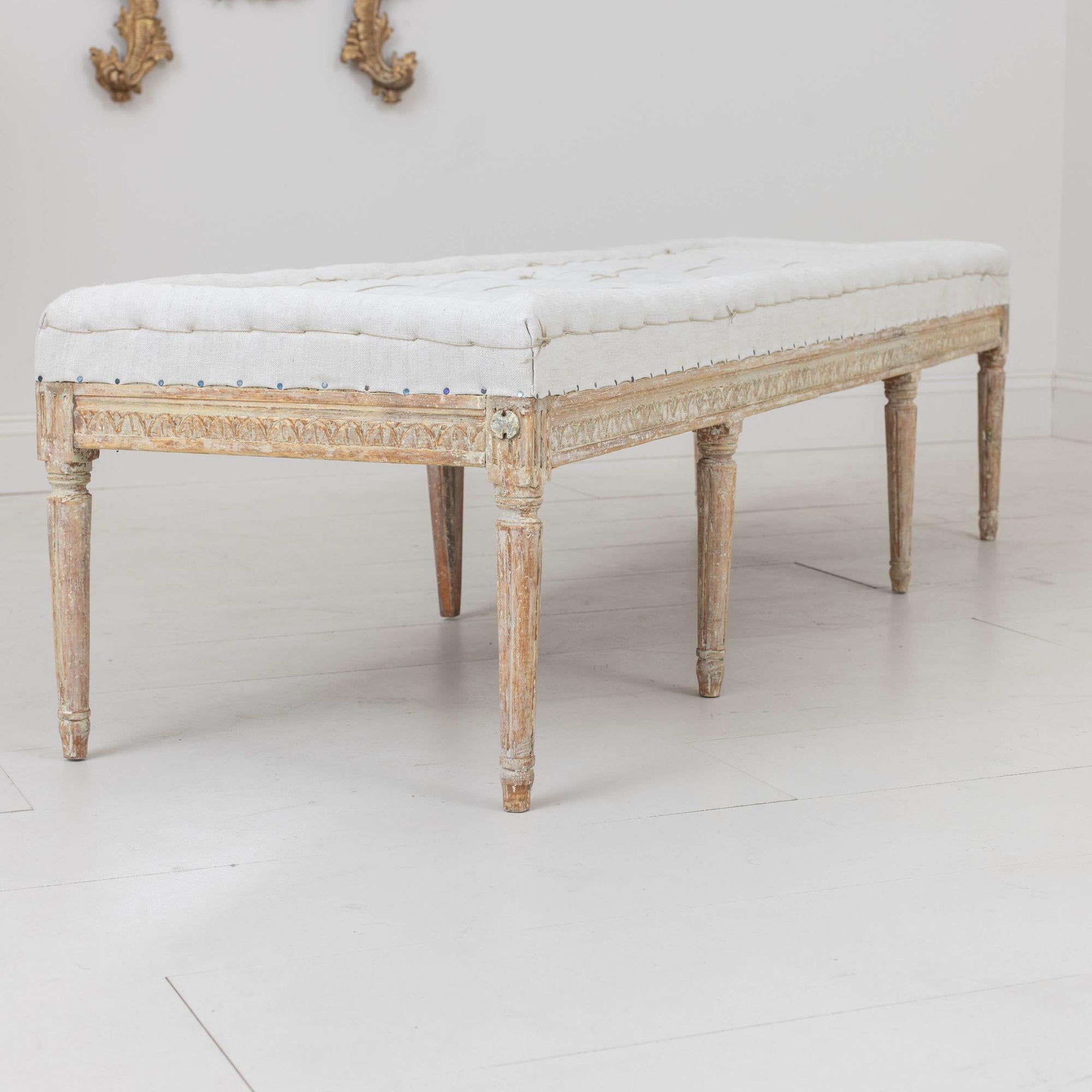 19th c. Swedish Gustavian Period Bench or Footstool in Original Paint 6