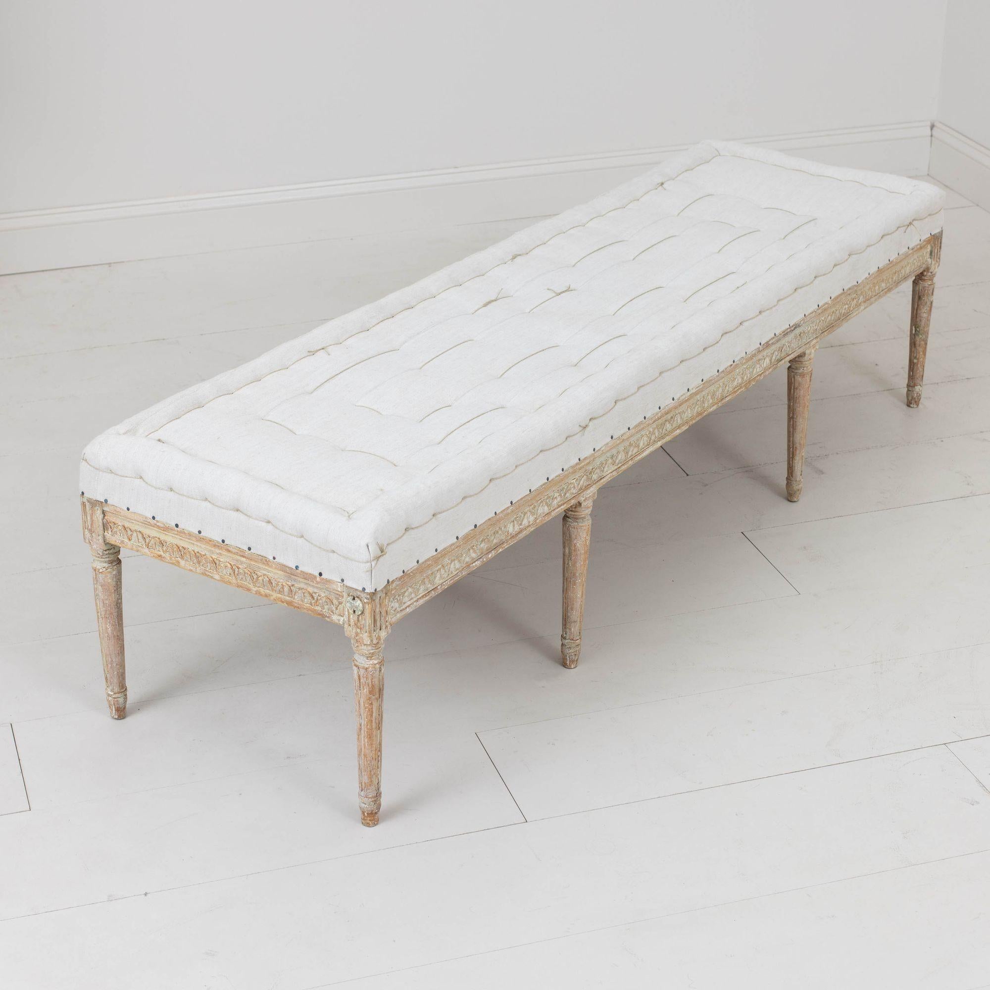 19th Century 19th c. Swedish Gustavian Period Bench or Footstool in Original Paint