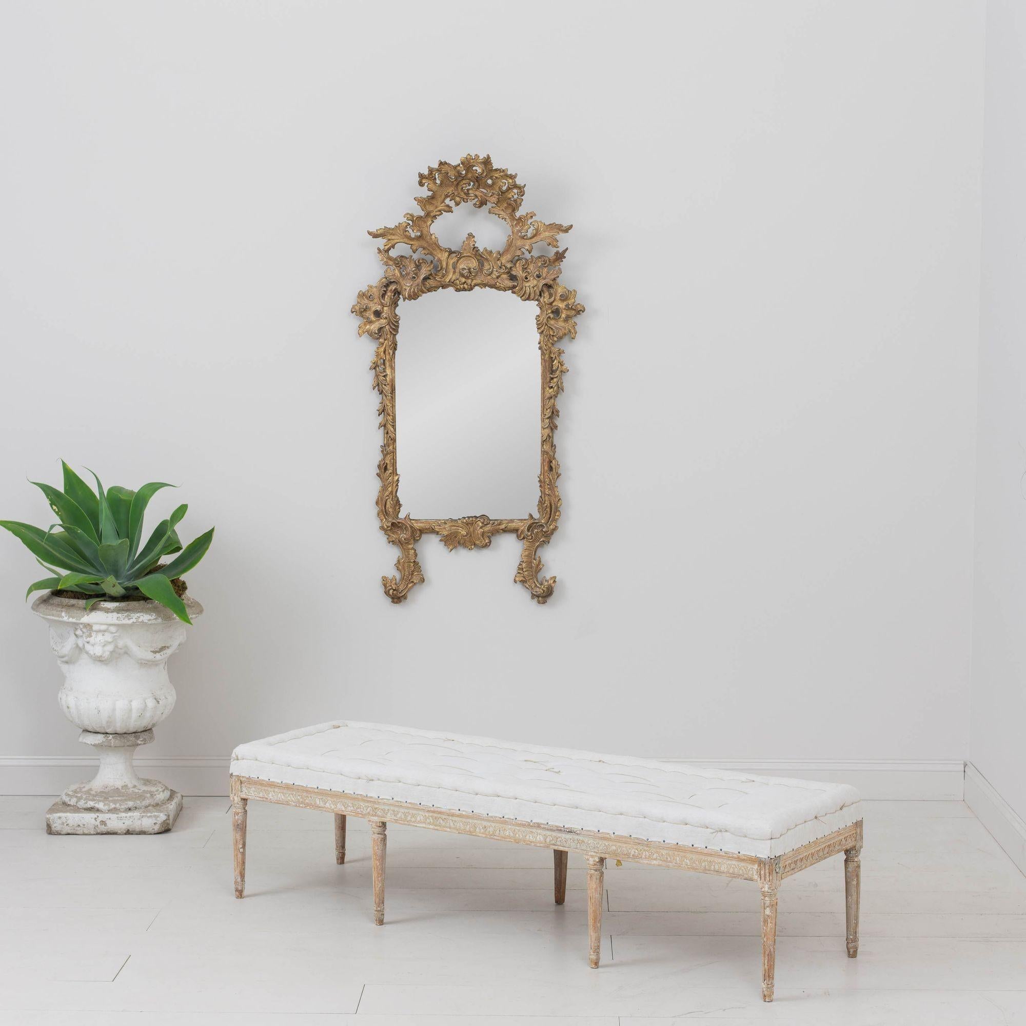 19th c. Swedish Gustavian Period Bench or Footstool in Original Paint 3
