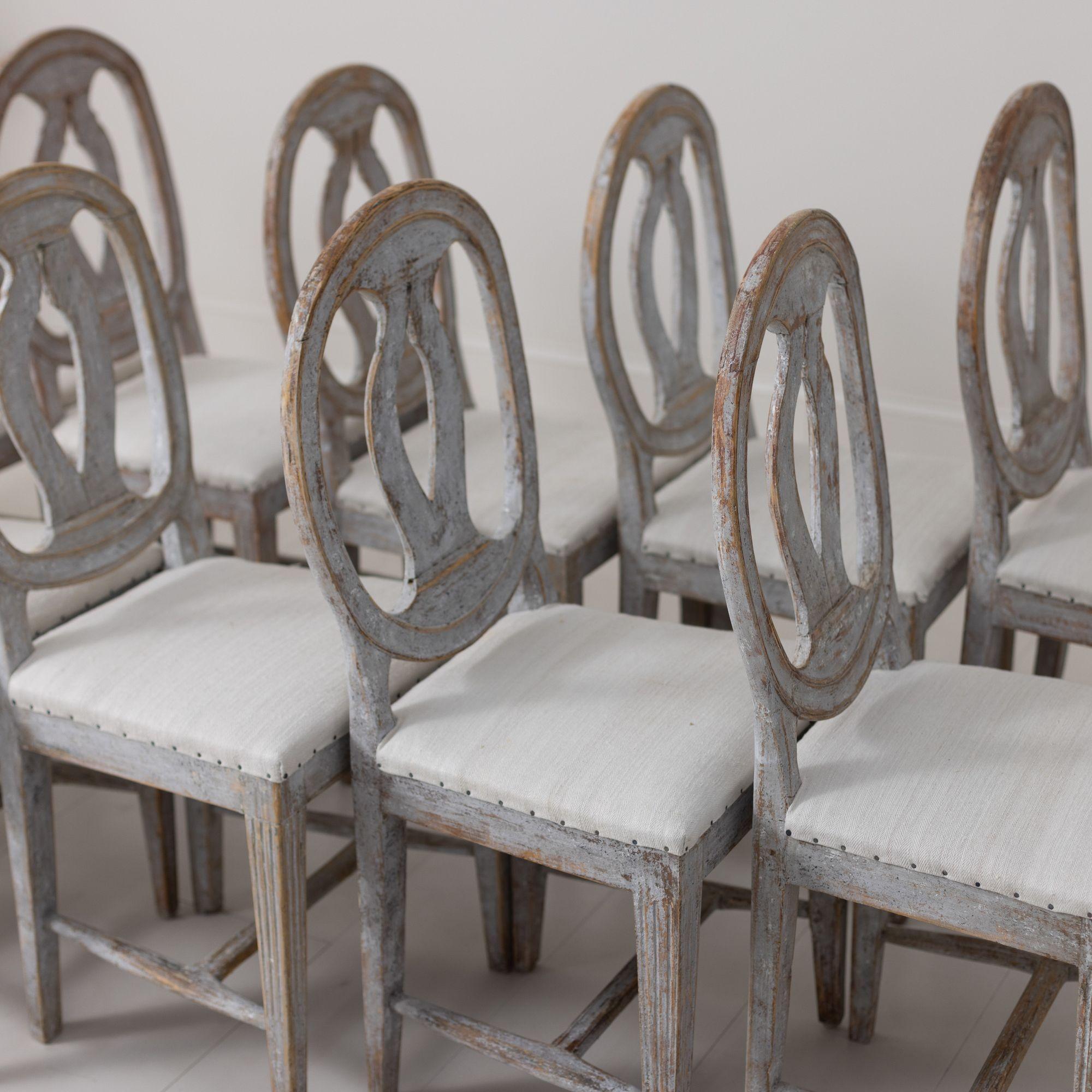 19th c. Collection of Twelve Gustavian 'Swedish Model' Chairs in Original Paint 8