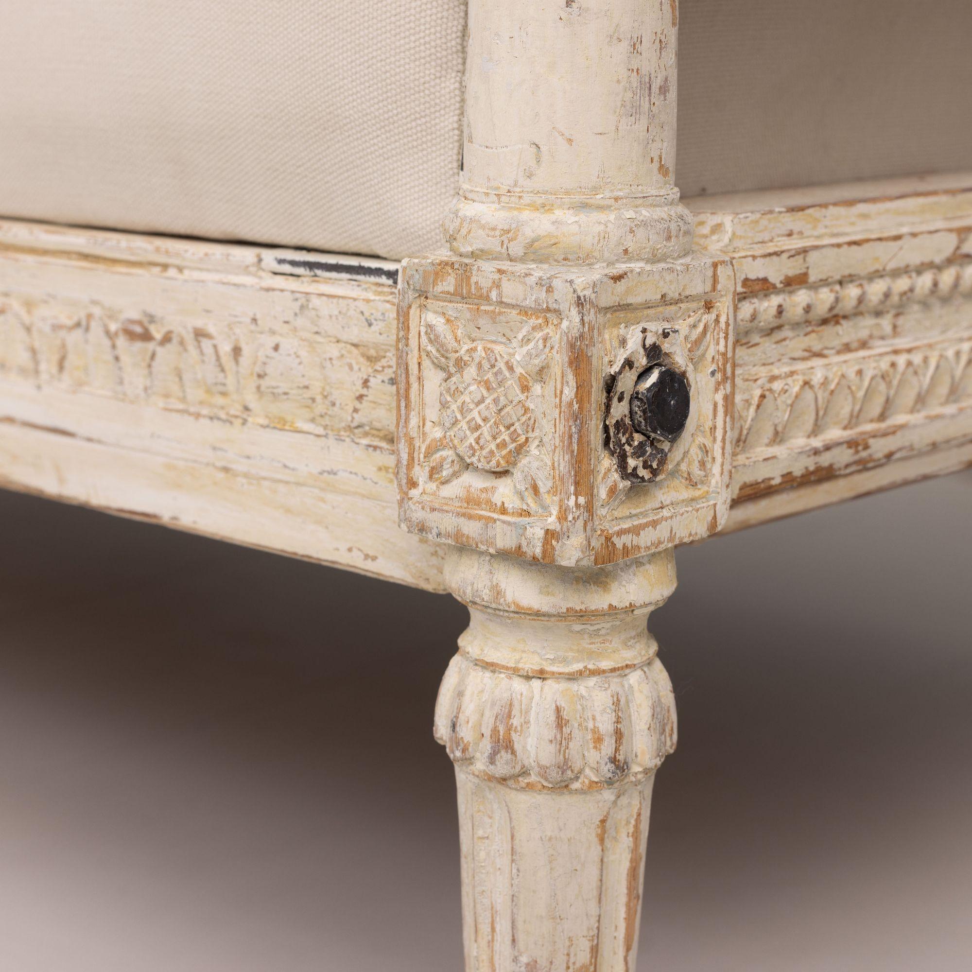 19th Century 19th c. Swedish Gustavian Period Daybed / Bench in Original Paint