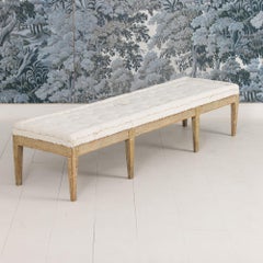 19th c. Swedish Gustavian Period Footstool or Bench in Original Paint