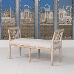 19th c. Swedish Gustavian Period Painted Window Bench