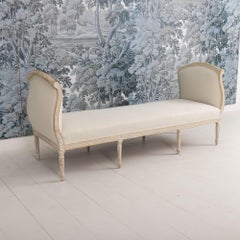 19th c. Swedish Gustavian Period Upholstered Daybed in Original Paint