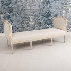 19th c. Swedish Gustavian Period Upholstered Daybed in Original Paint