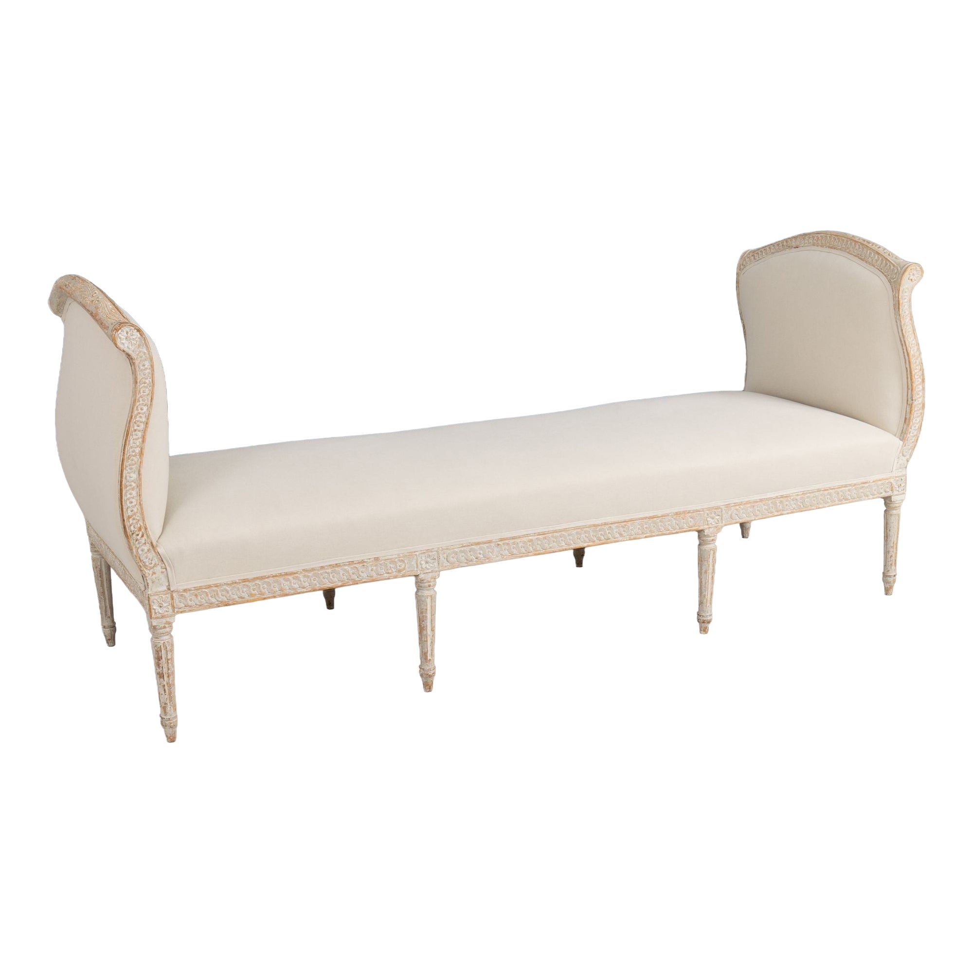 XIX sec. Letto da giorno imbottito svedese di epoca gustaviana con vernice originale in vendita