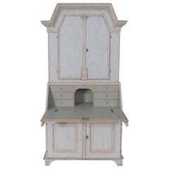 19th Century Swedish Gustavian Style Painted Secretary with Library
