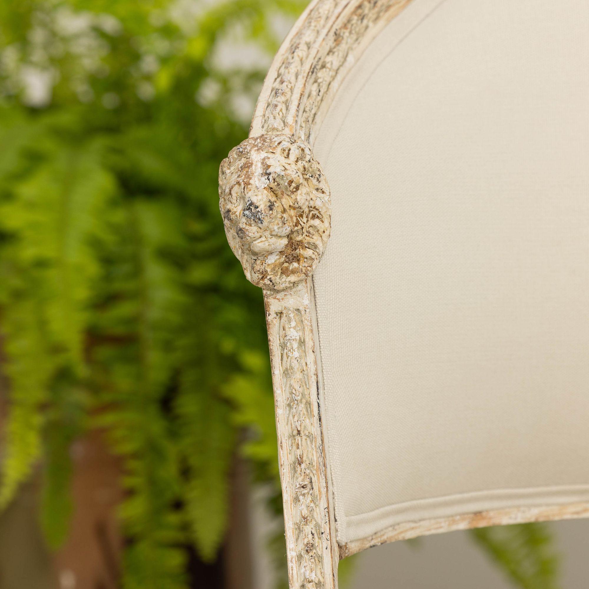 19th c. Swedish Gustavian Sofa or Settee with Lion Heads in Original Paint For Sale 7