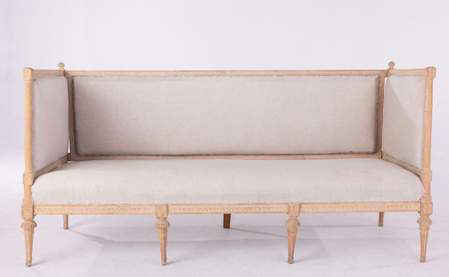 19th c. Swedish Gustavian Style Sofa Bench in Original Patina For Sale 6