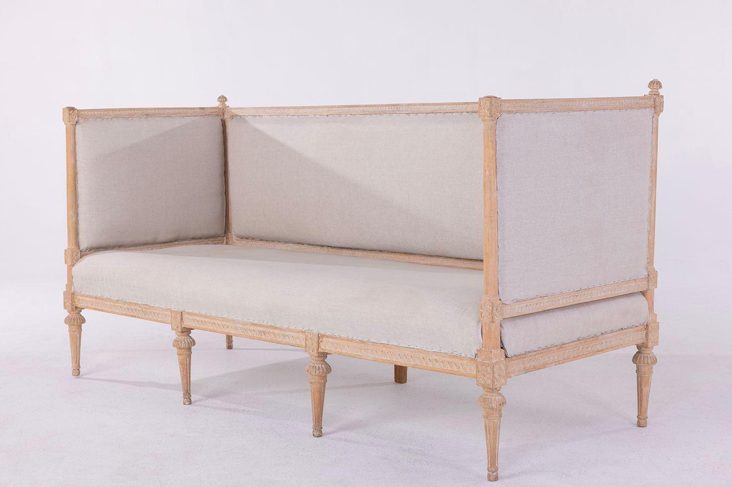 19th c. Swedish Gustavian Style Sofa Bench in Original Patina For Sale 2