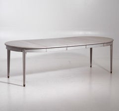 19th C. Swedish Gustavian Style Three Leaf Extension Table with Bronze Feet