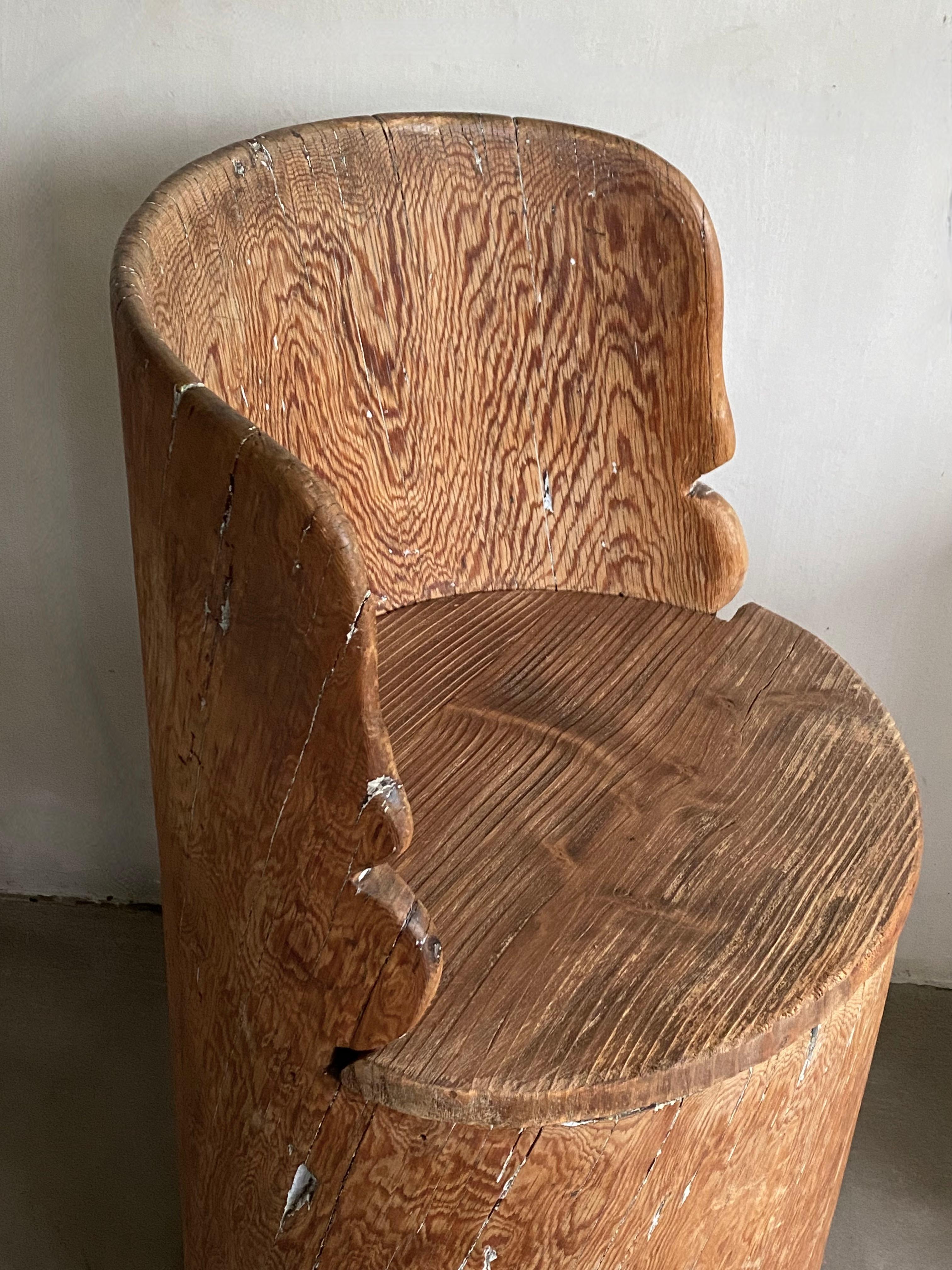 Primitive 19th C Swedish Kubbstol