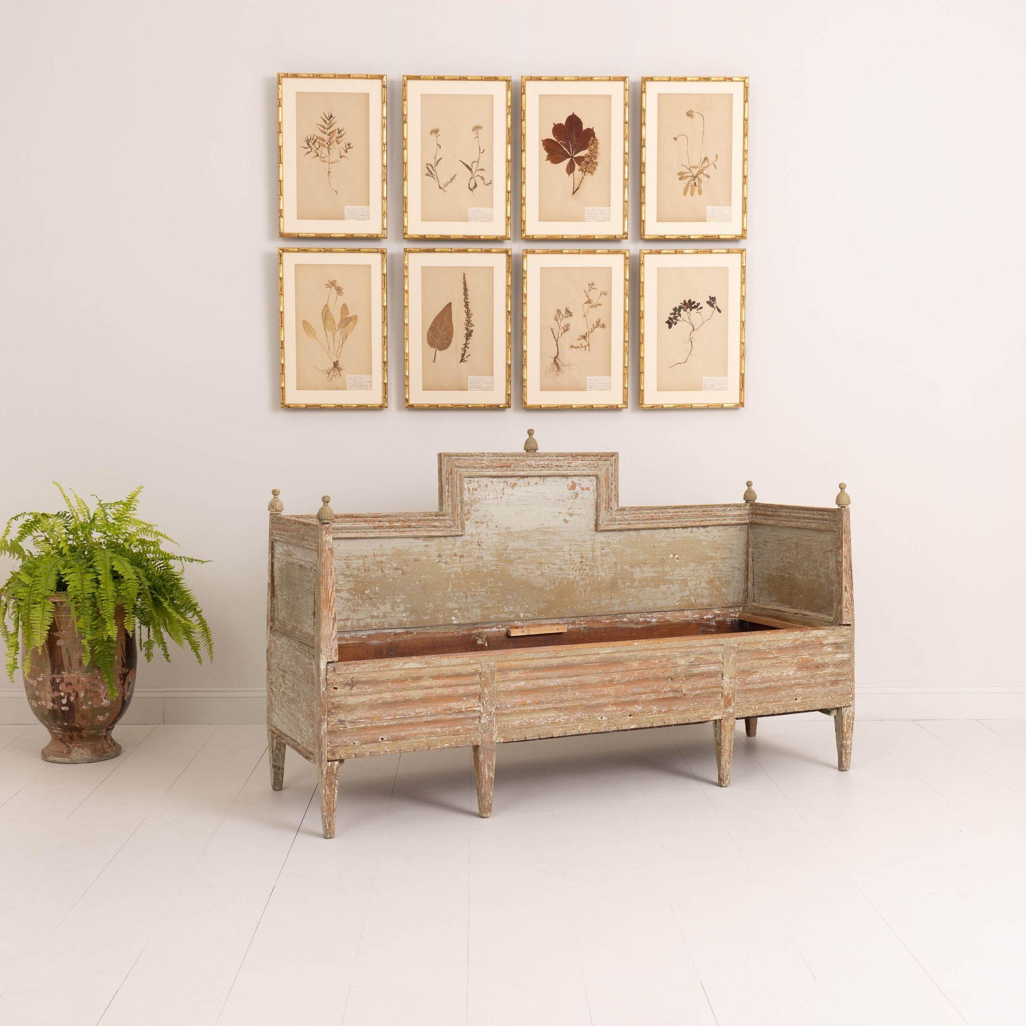 19th c. Swedish Late Gustavian Sofa Bench Settee in Original Paint 12