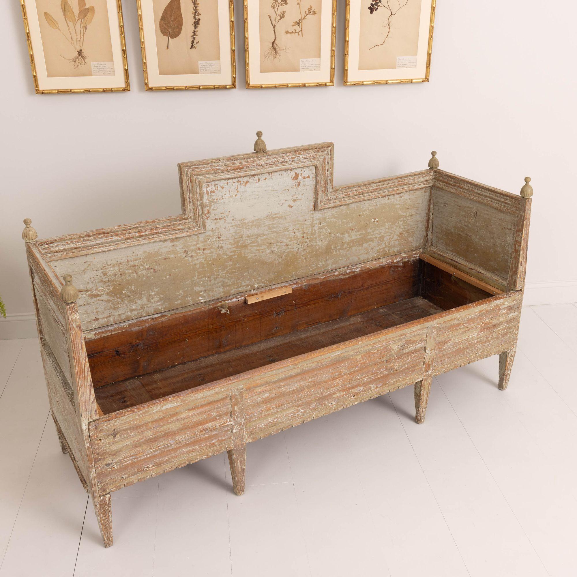 19th c. Swedish Late Gustavian Sofa Bench Settee in Original Paint 13