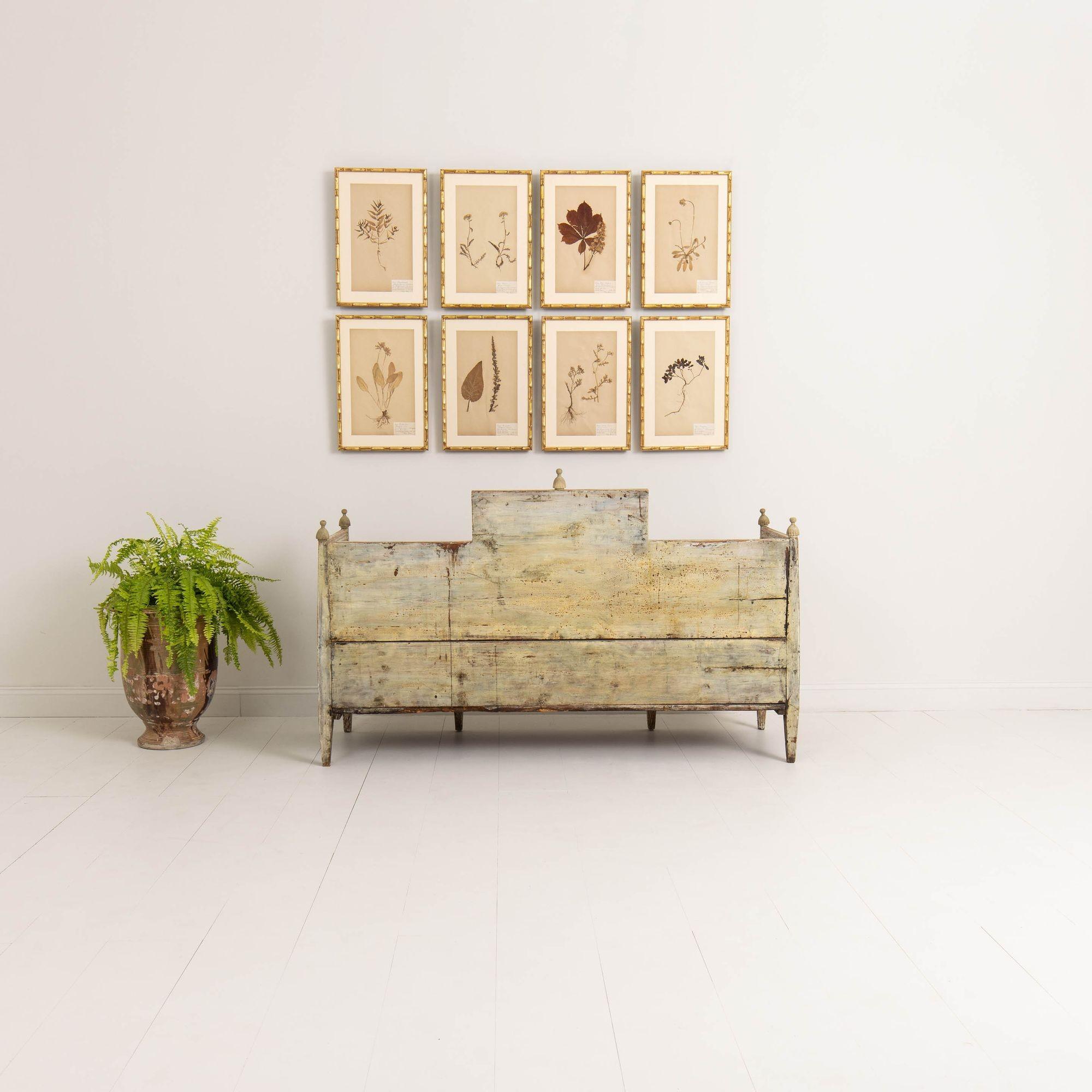 19th c. Swedish Late Gustavian Sofa Bench Settee in Original Paint 14