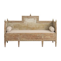 19th c. Swedish Late Gustavian Sofa Bench Settee in Original Paint