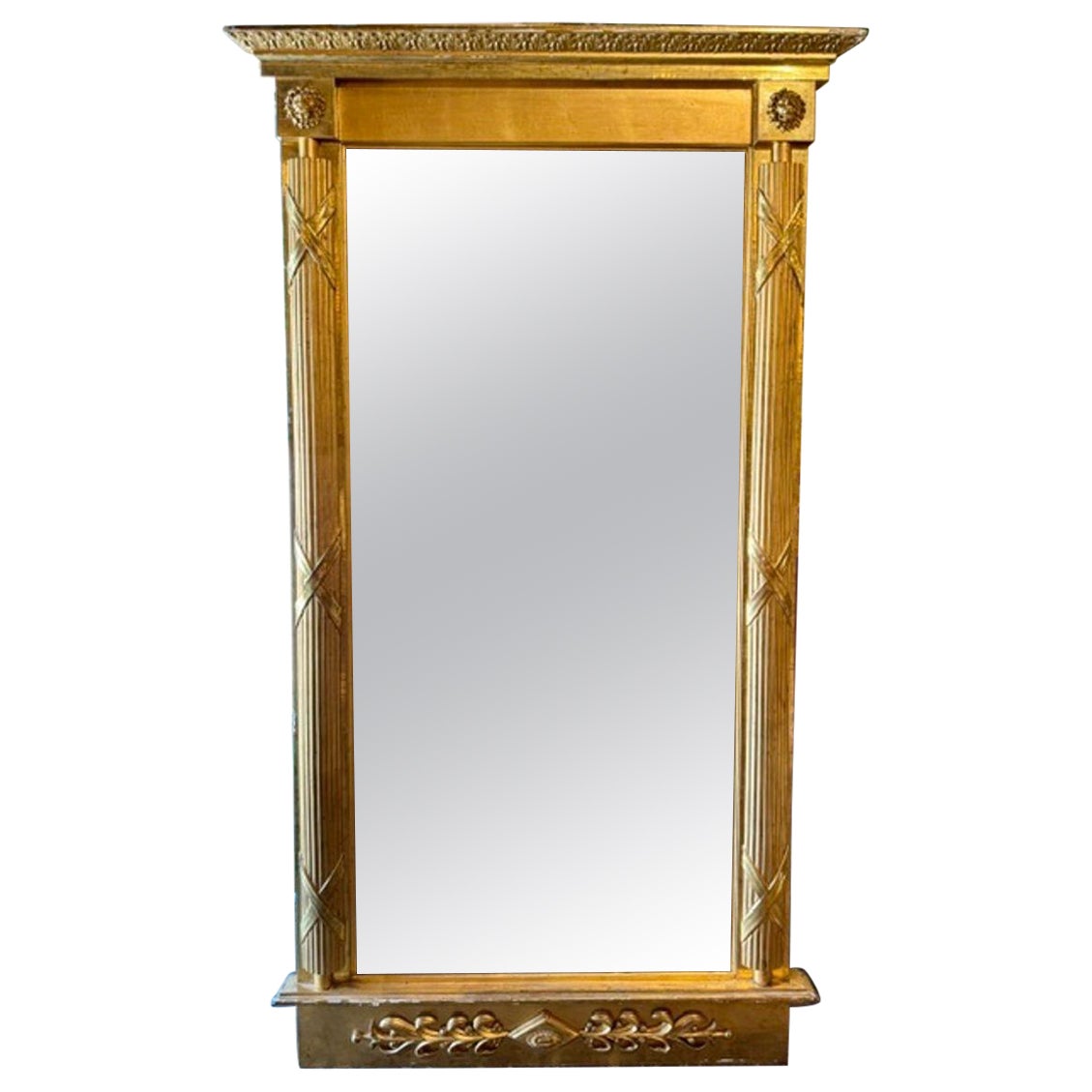 19th c. Swedish Neoclassical Giltwood Mirror For Sale