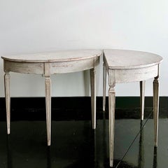 19th c. Swedish Neoclassical Pair of Demilune Console Tables, Stockholm 1820