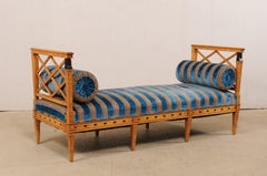 Swedish Neoclassical Style Upholstered Bench with Egyptian Revival Carvings