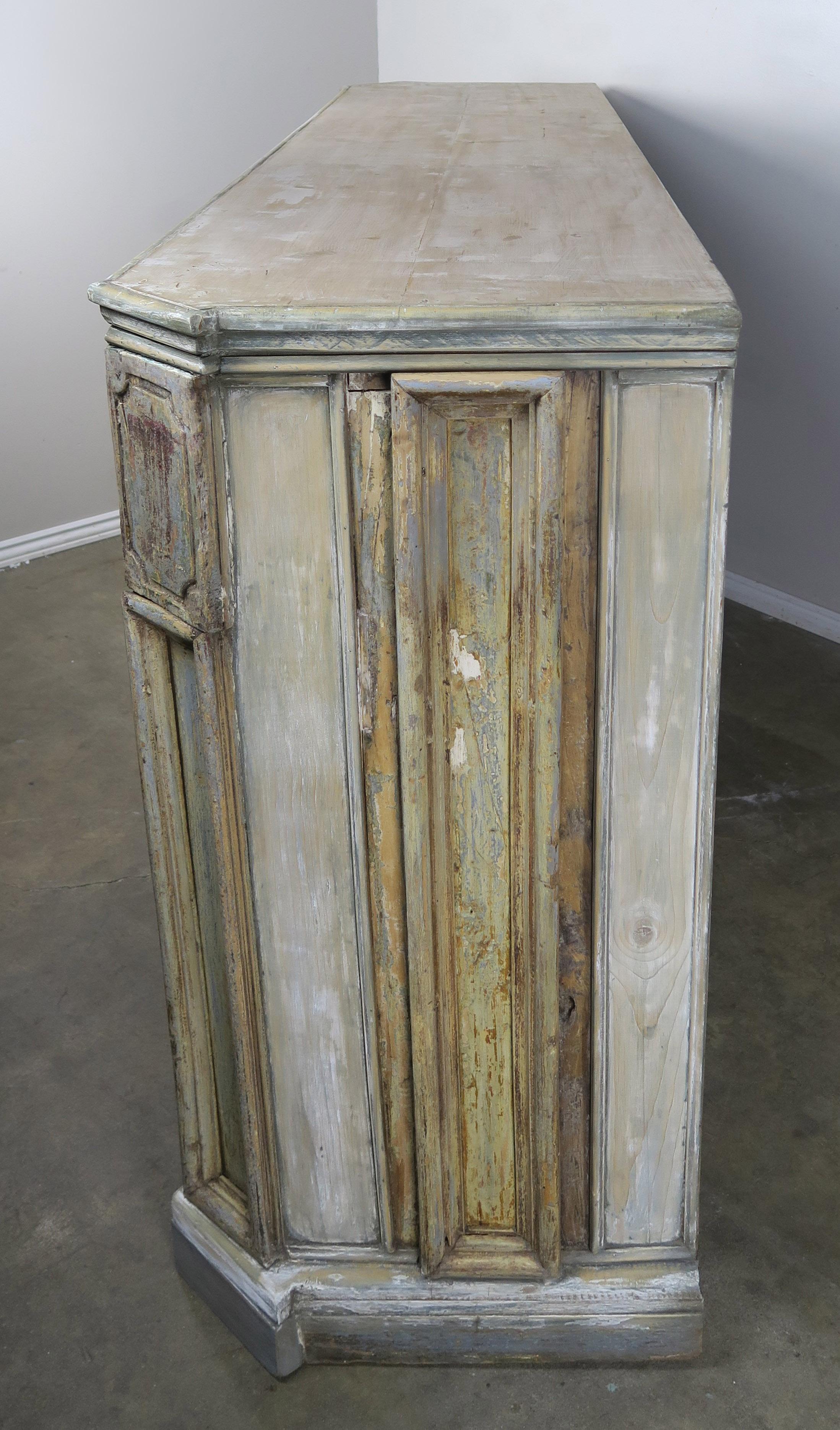 19th Century Swedish Painted Cabinet with Carved Doors 6