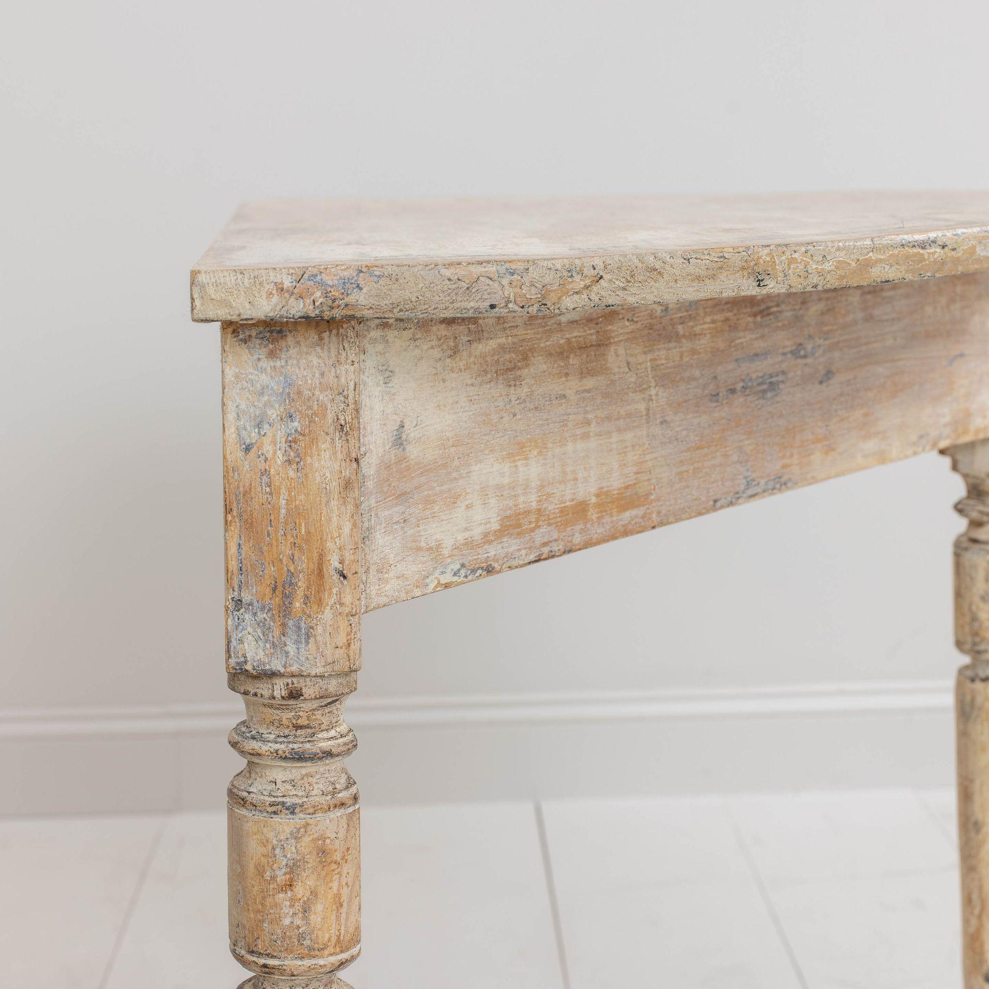 19th c. Swedish Pair of Demilune Console Tables in Original Paint For Sale 5
