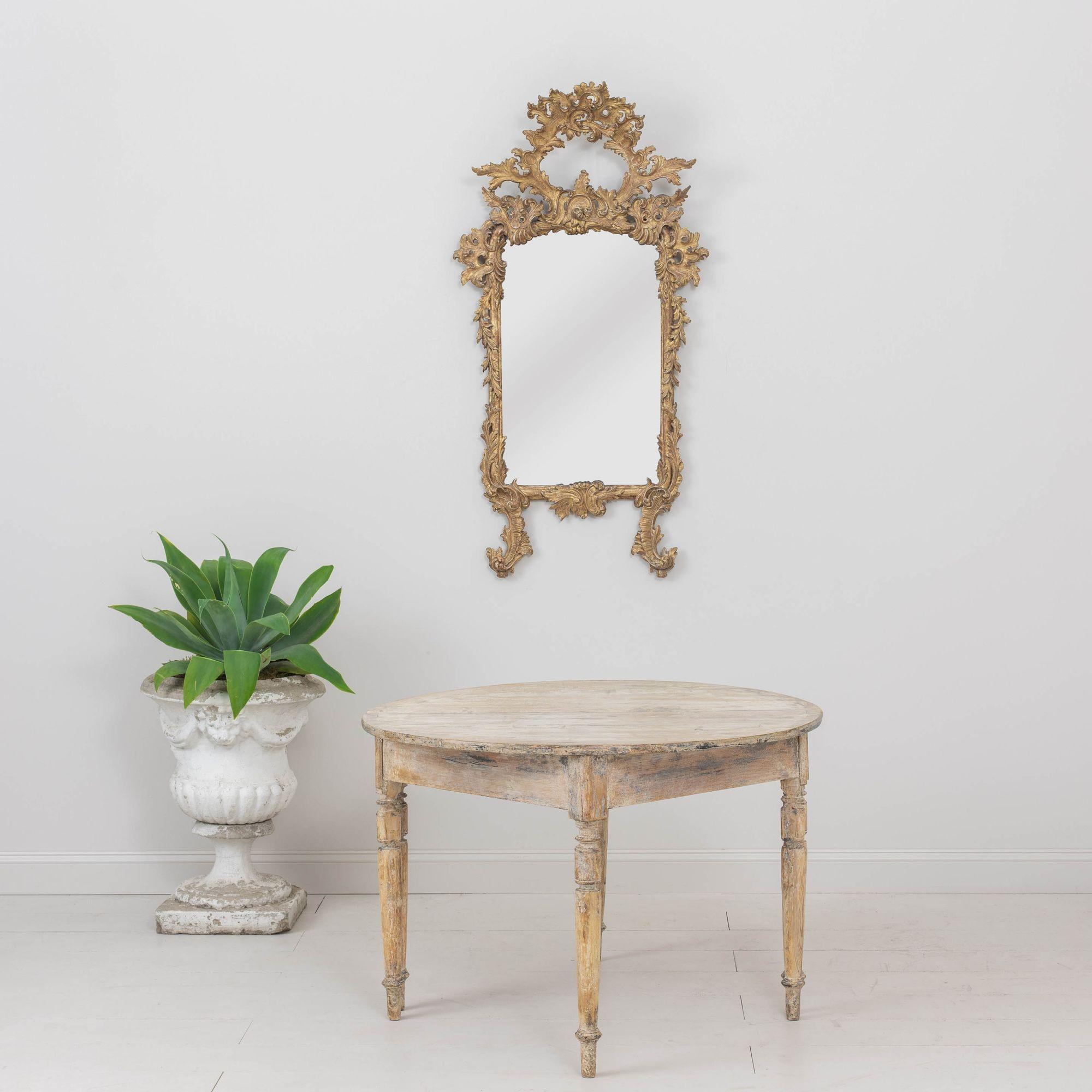 Neoclassical 19th c. Swedish Pair of Demilune Console Tables in Original Paint For Sale