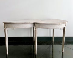 19th c. Swedish Pair of Demilune Console Tables, Stockholm 1820