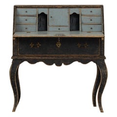 19e s. Bureau suédois rococo peint à l'automne