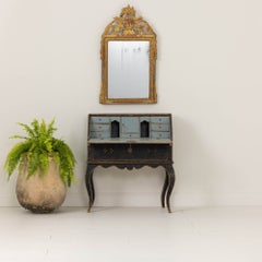 19th c. Swedish Rococo Painted Fall Front Desk