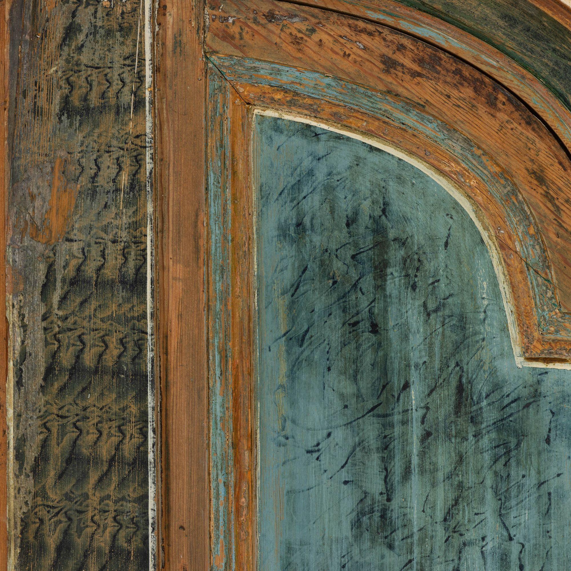 XIX sec. Segreteria rococò svedese con biblioteca in vernice blu originale in vendita 1