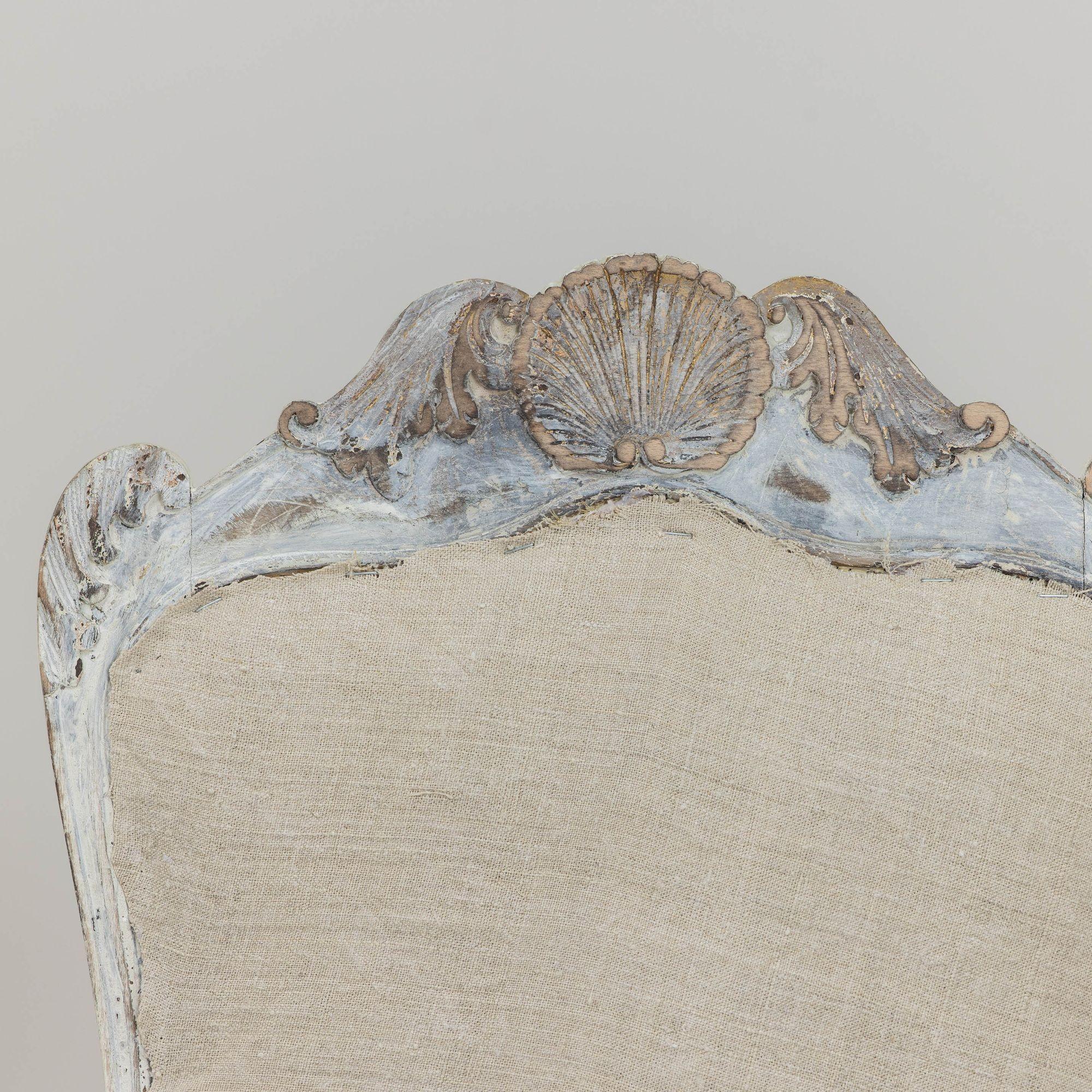 19th c. Swedish Rococo Settee or Sofa Bench in Original Paint For Sale 7