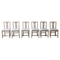 19th C. Swedish Set of Six Gustavian Period Chairs in Original Paint
