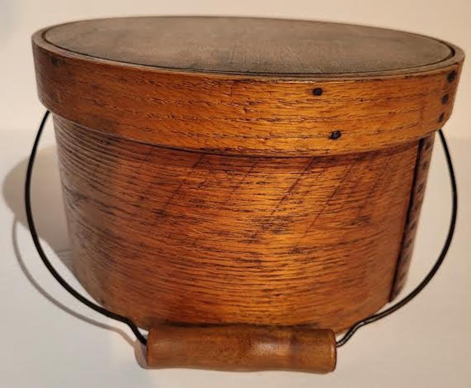 Country 19th C  Swing Handled Pantry Box - Signed Boston