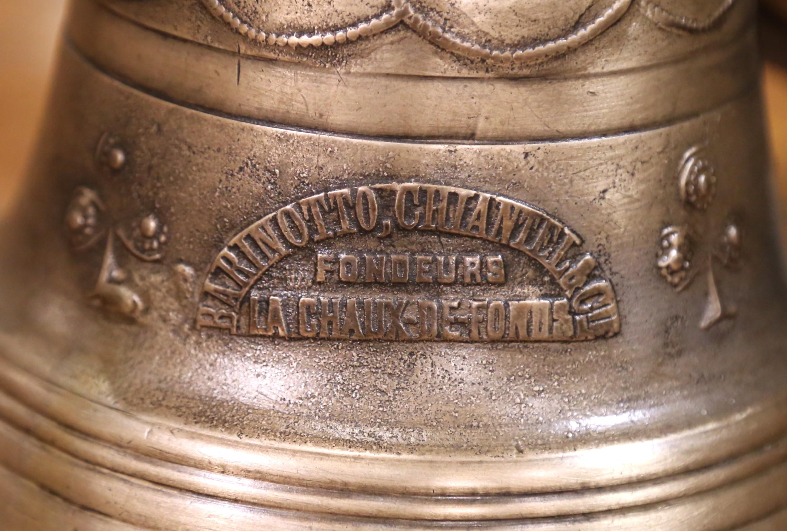Hand-Crafted 19th C. Swiss Bronze Cow Bell with Leather Strap by Barinotto, Chiantra & Cie For Sale