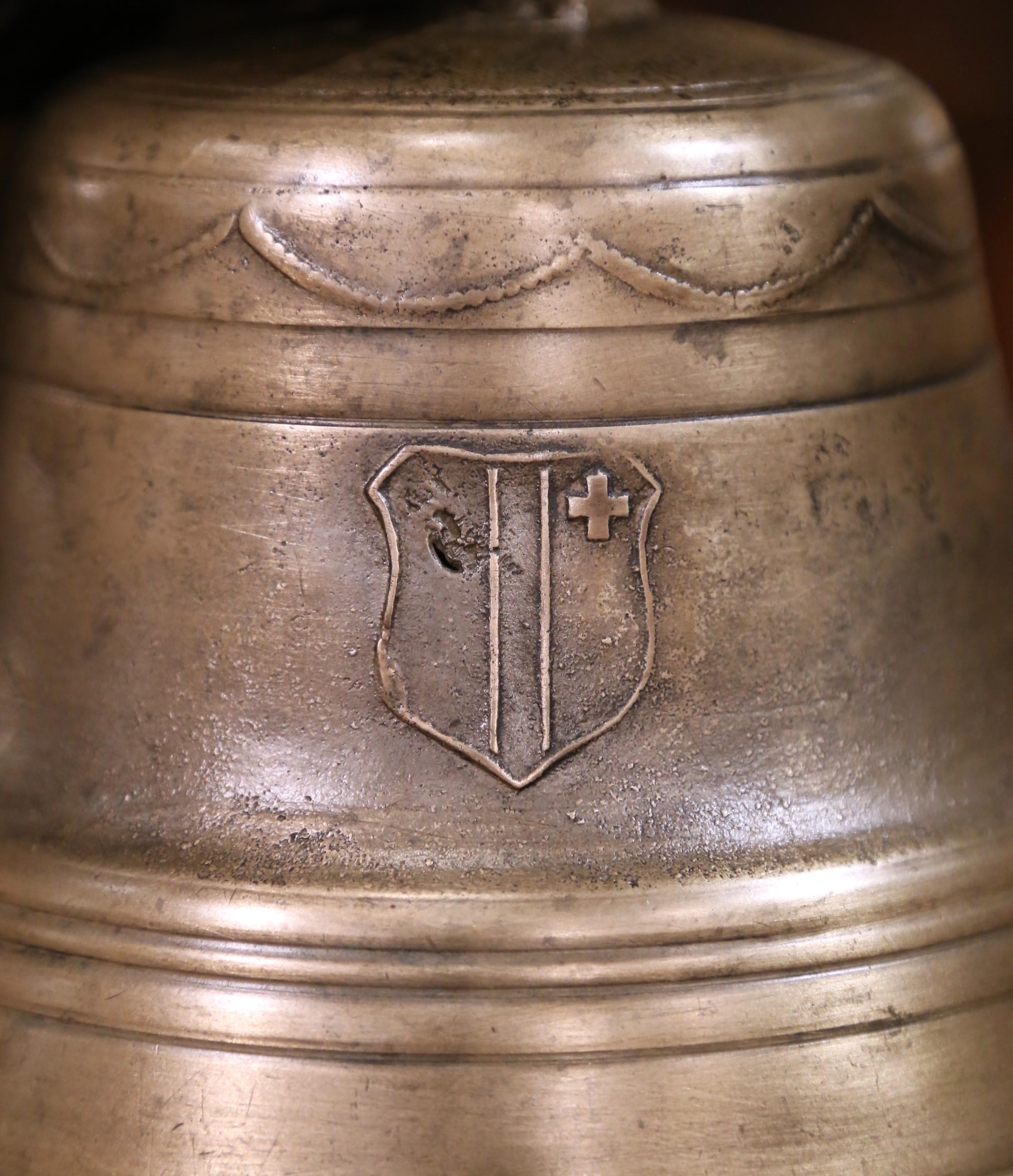 19th C. Swiss Bronze Cow Bell with Leather Strap by Barinotto, Chiantra & Cie For Sale 3